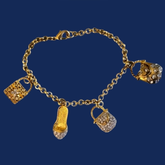 Seda Vermeil Jewelry - Beautiful Vintage Vermeil Seda Charm Bracelet with 4 Charms ~ Best Kept Secrets